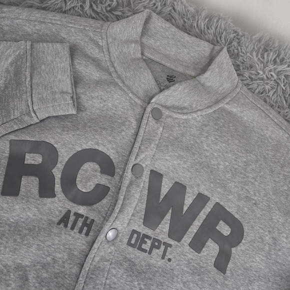Rocawear Classic Mens 4XB XXXX Big Heather Gray Long Sleeve Button Fleece Jacket - Picture 1 of 6